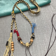 纯手工编绳藏式风格手搓棉线吊坠绳西藏可挂天珠唐卡横穿挂绳批发