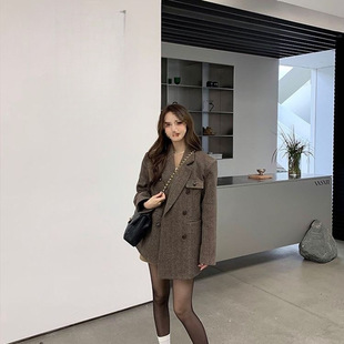 New Spring and Autumn Woolen 2025 Petite Suit Coat Thickened Loose Hepburn Style Jacket Wool Coat