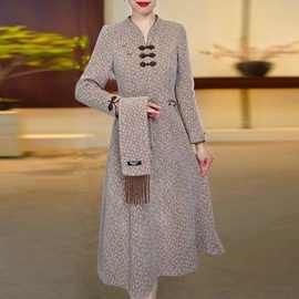 中老年女装改良旗袍连衣裙秋冬中长裙国风妈妈女减龄显瘦百搭新品