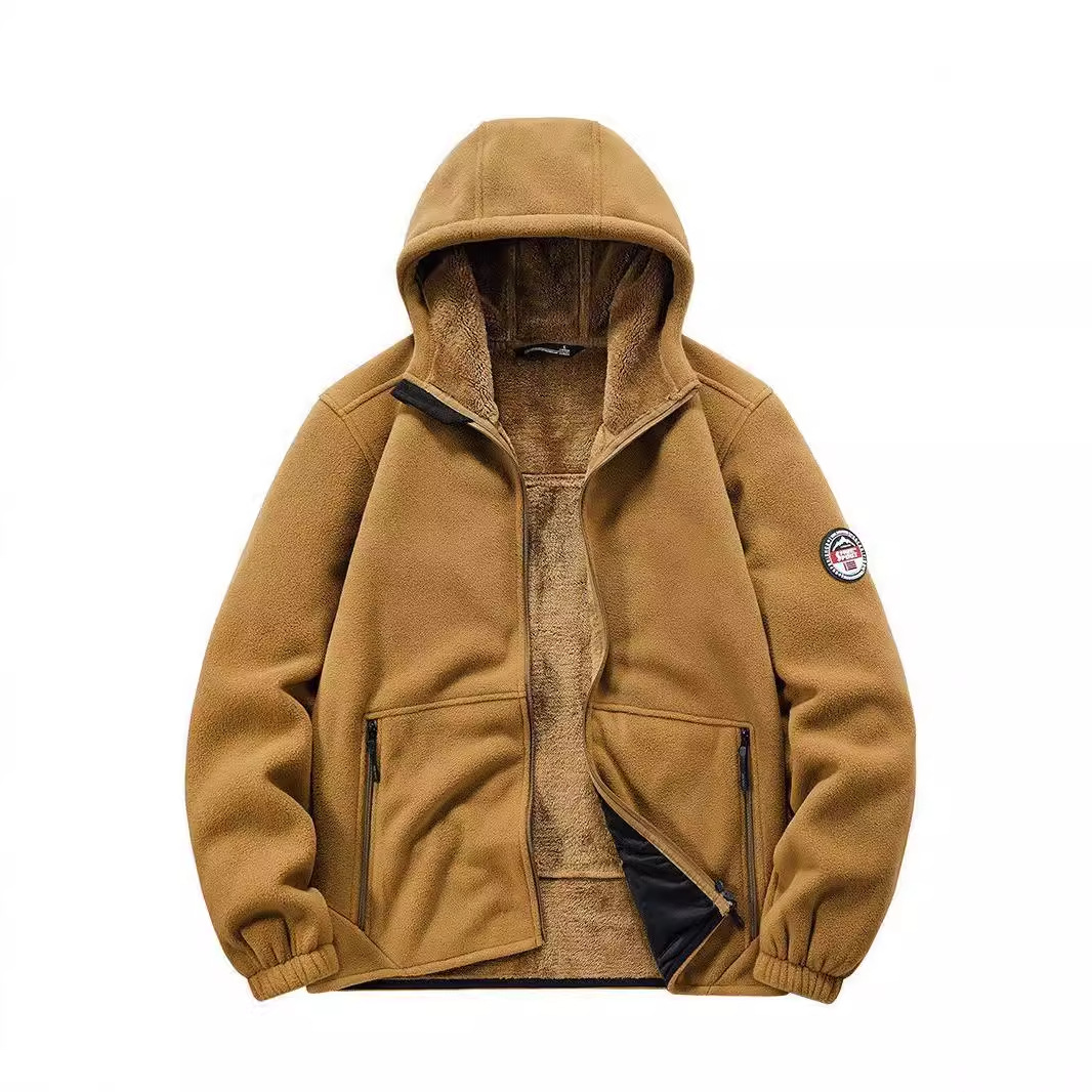 Abbigliamento maschile cappotto di cotone giacca con cappuccio da uomo cappotto in pile più velluto pile polare ispessito celebrità di Internet trasmissione in diretta studente tendenza_voghion.com