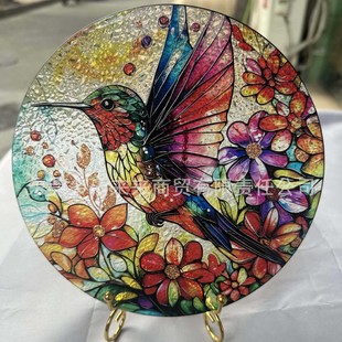 Painted glass ornaments, 20CM new retro cross-border hot glass pendant relief vertical line art decoration