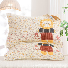 韩国毯纱布枕巾夹棉加厚新款纯棉小狮子小熊加大成人枕巾一对枕巾