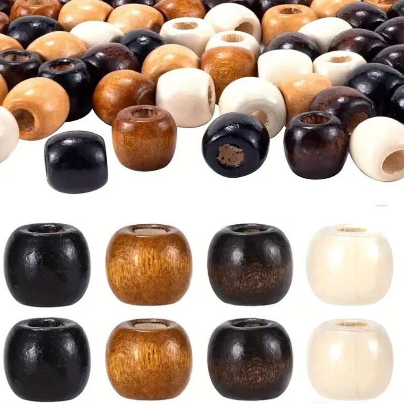 Large Hole Wooden Beads Bulk DIY Bracelet Beads Solid Maple Round Beads Accessories Drawstring Wooden Bead Bracelet