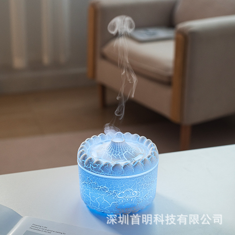 仿真火焰加湿器雨滴香薰机家用大容量智能火山喷雾雾化器批发|undefined
