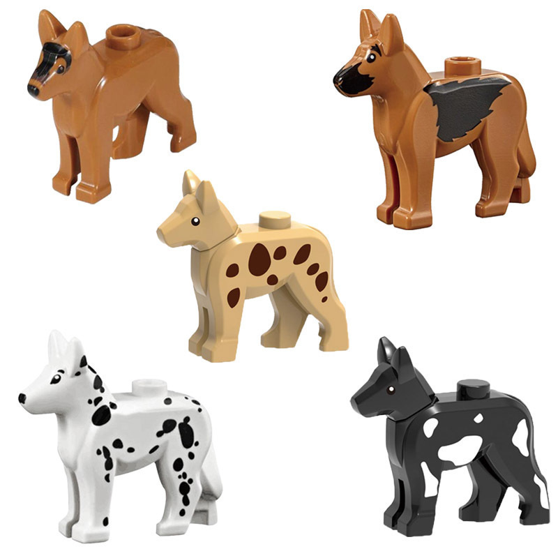Cross-Border Moc City Building Blocks, Minifigures, Animals, Dogs, Small Particle Scene Accessories, Military Educational Puzzle Plastic Toys