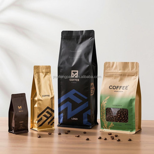 Eight-Side Sealed Coffee Bag, Tea Bag, Window-Opening Self-Standing Ziplock Bag, Pet Snack Packaging Bag, Aluminum Foil Bag, Kraft Paper