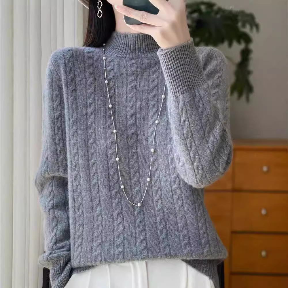 Retro woolen knitted demi-season warm jeans