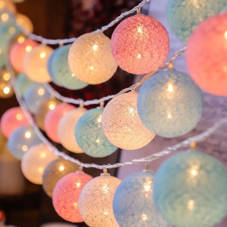 LED棉线球灯串儿童房间卧室满天星少女闪灯彩灯USB圣诞节日装饰灯