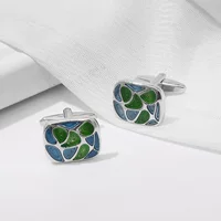 Новые высококачественные зеленые Квадратные запонки с каплями масла, легкие Роскошные Универсальные мужские ногти на рукаве рубашки