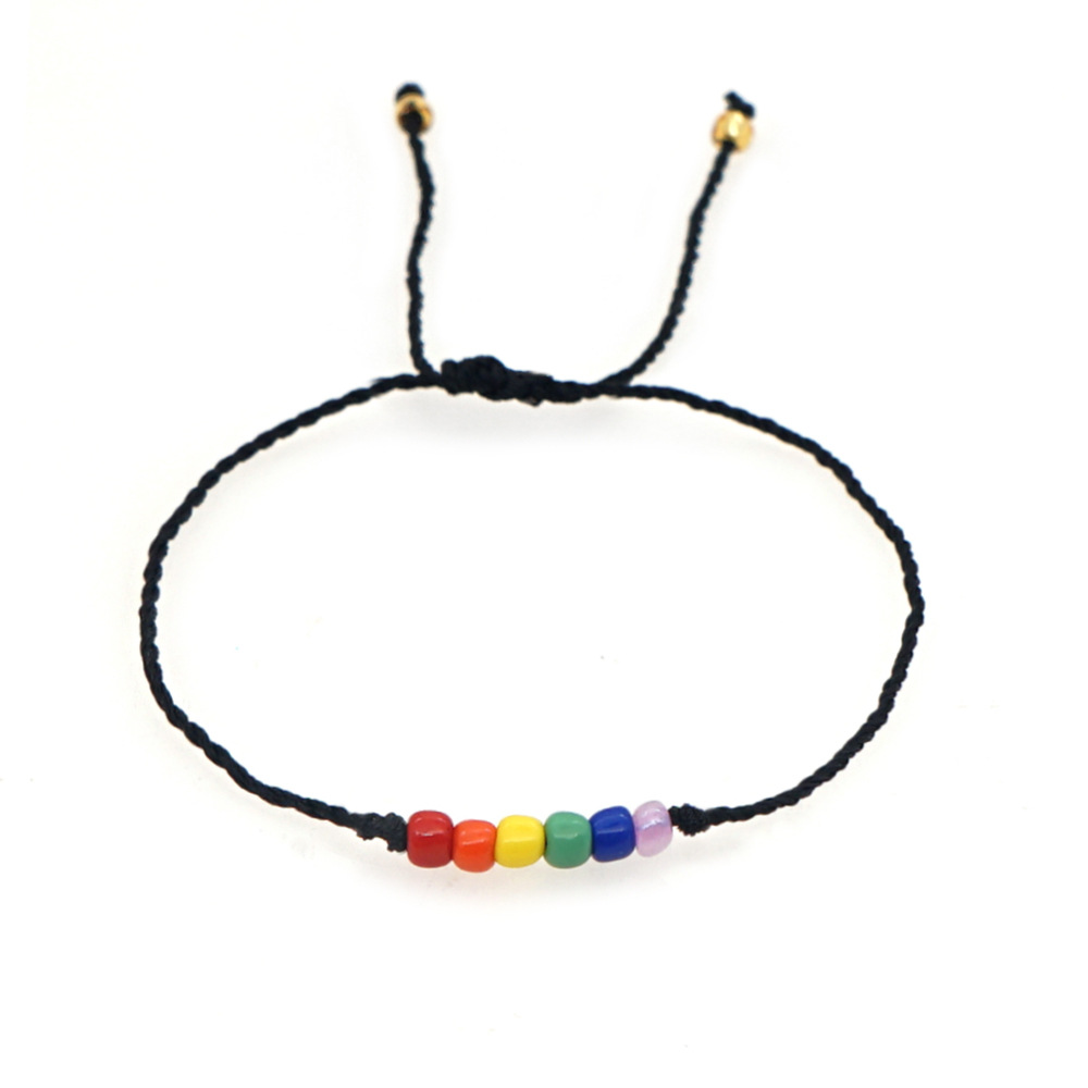 Trend Women's Fashion Diy Fashion Rainbow Bead Handmade Braided Rope Beaded Handmade Small Bracelet Female Accessories display picture 5