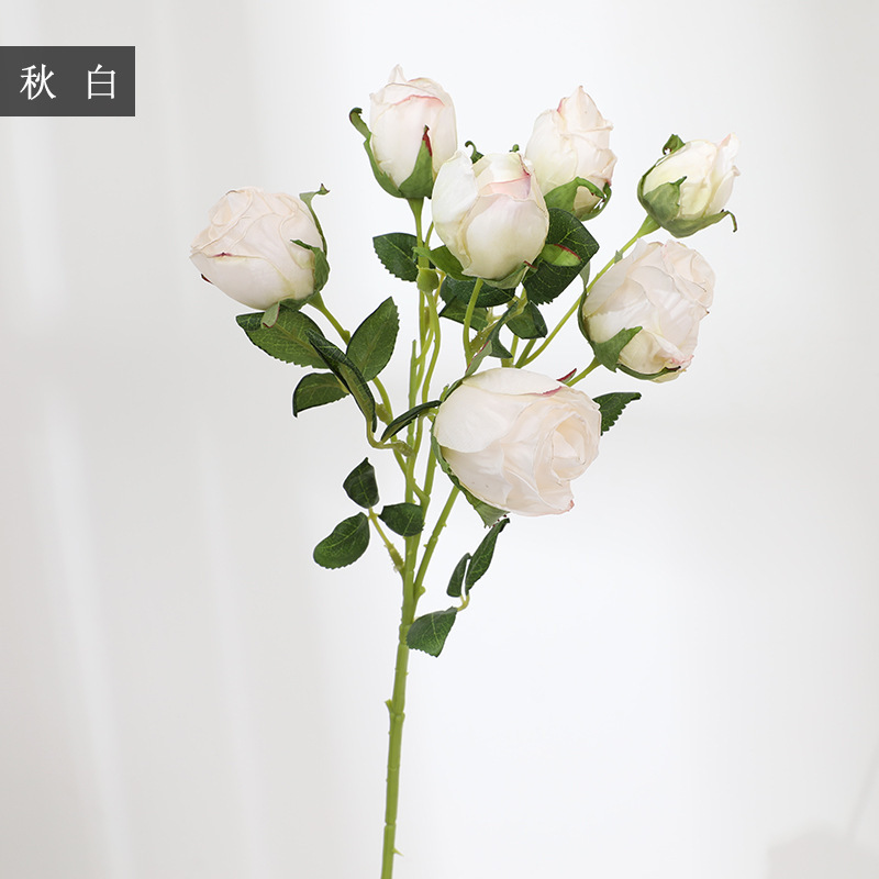 7 flores de rosa retrógrada flores de imitación de bordes de rojo flores secas flores de decoración de mesa de comedor accesorios de fotografía