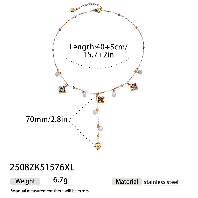 TENA Europa y los Estados Unidos de la cadena de clavícula exquisita de acero inoxidable chapado en oro 18k en forma de Y collar de pétalos de cuatro hojas al por mayor