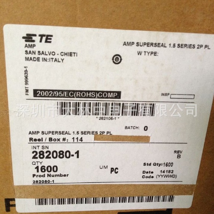 TE/安普/汽车连接器282080-1 防水连接器/6.00mm间距/2Pin线对线