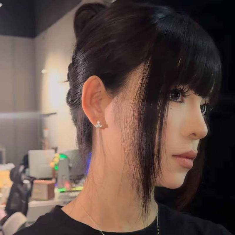 嘻哈满钻土星星球耳钉潮流超闪莫桑小行星耳饰925纯银针男女同款|undefined
