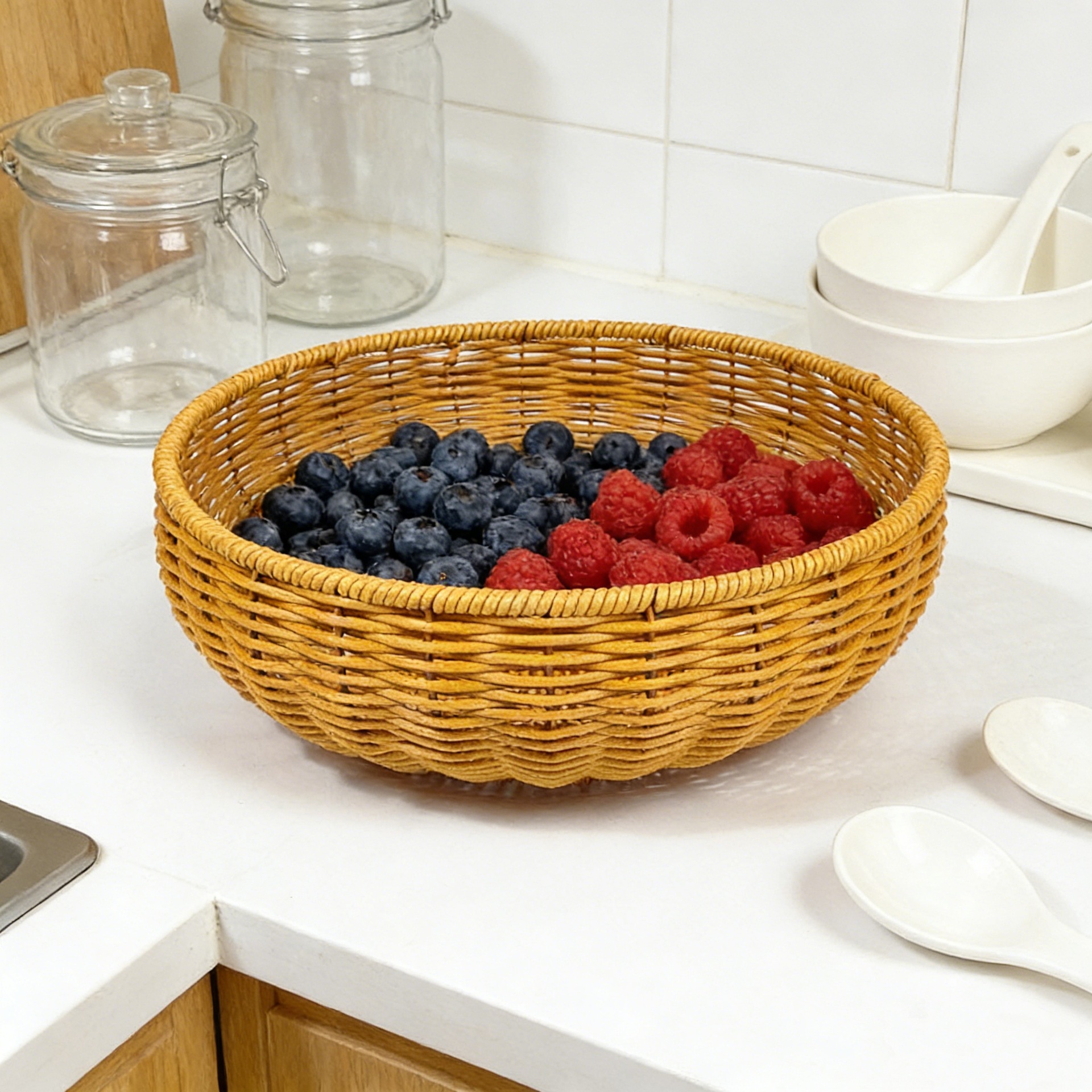 Cesta de Drenaje Redonda para Frutas de PP Multifuncional para Cocina