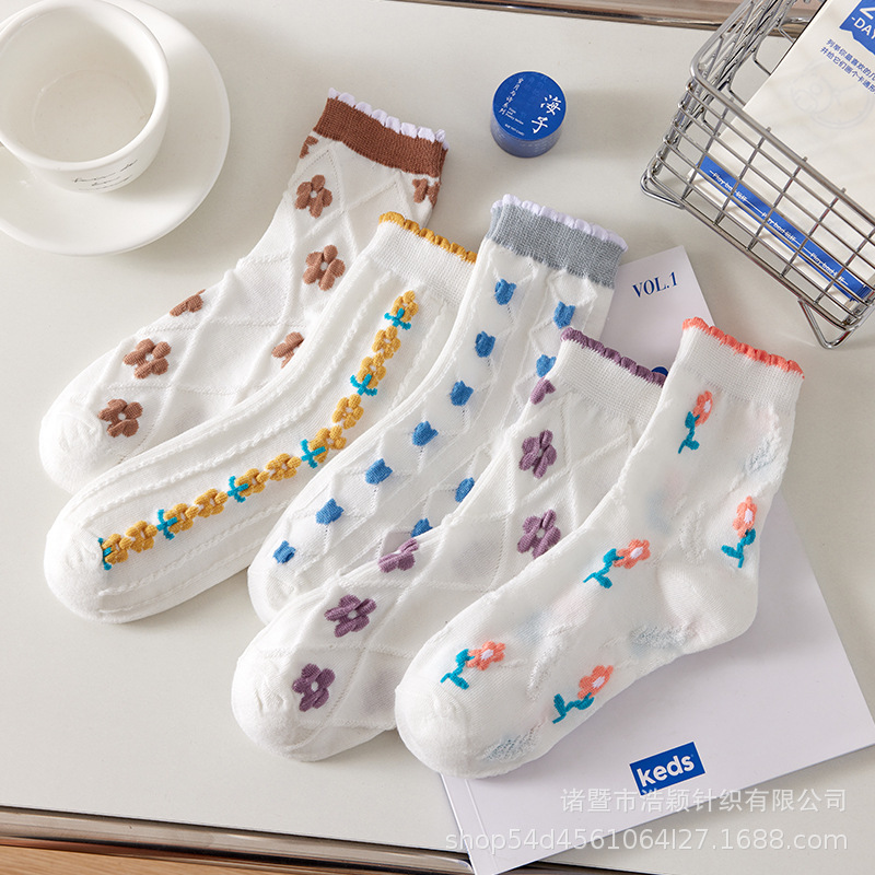 Nuevos/hombres y mujeres opcionales Otoño e Invierno hombres y mujeres medias altas medias blancas calcetines invisibles calcetines florales lindos