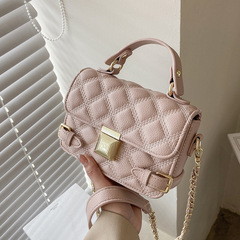 菱格繡線時尚百搭ins單肩斜挎包包女2024春季新款韓版質感小方包