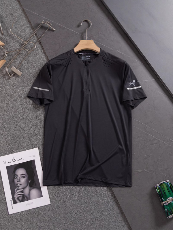 Niaojia アイスシルクランニングスポーツ半袖 Tシャツメンズ 2025 夏スタンドカラーハーフジップフィットネス服弾性速乾性服|undefined