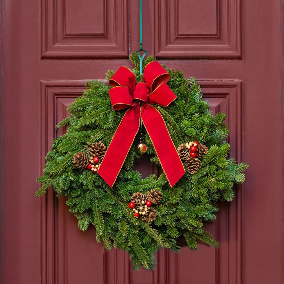 Arco rojo transfronterizo diseño de sitio de navideña colgante arco de cinta hecha a mano arco de cabeza larga