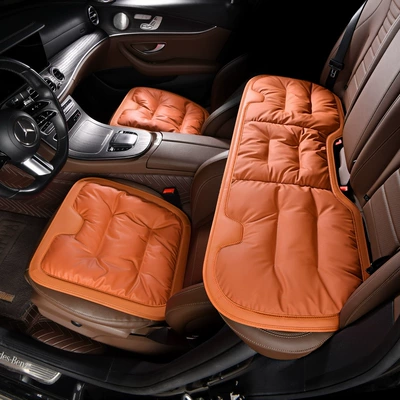 cushion three-piece main driver's seat, Seat cushion, seat cover - emma-orange-anti-fouling-leatherthree-piece-set-for-the-whole-car-soft-and-comfortable