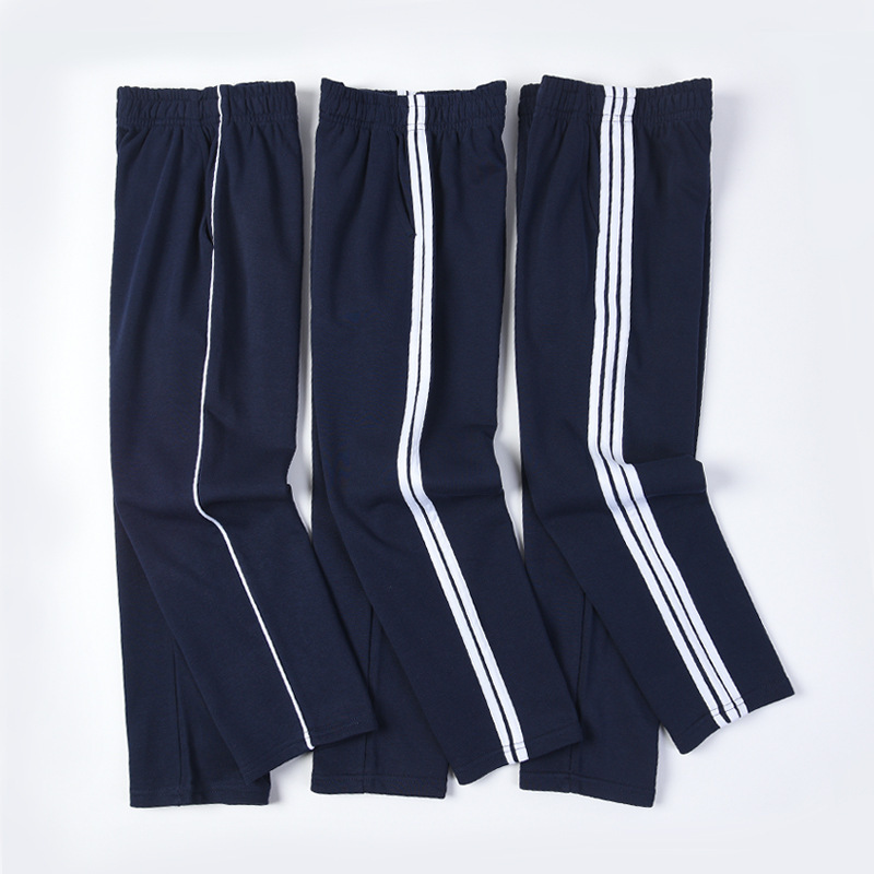 Children's Xizang Blue Spring and Autumn Uniform Pants Pupils One Two Bar Three dark blue Pants for Girls and Boys Children's Xizang Blue Spring and Autumn Uniform Pants Pupils One Two Bar Three dark blue Pants for Girls and Boys