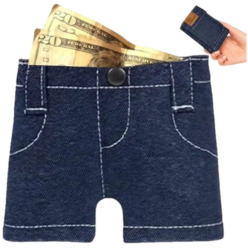 Mini Wallet Foldable Jeans Shape Coin Purse Card Holder_voghion.com
