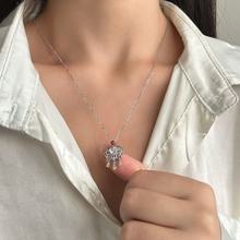 s925纯银红玛瑙平安锁爱心锆石项链女时尚配饰新中式古风吊坠饰品