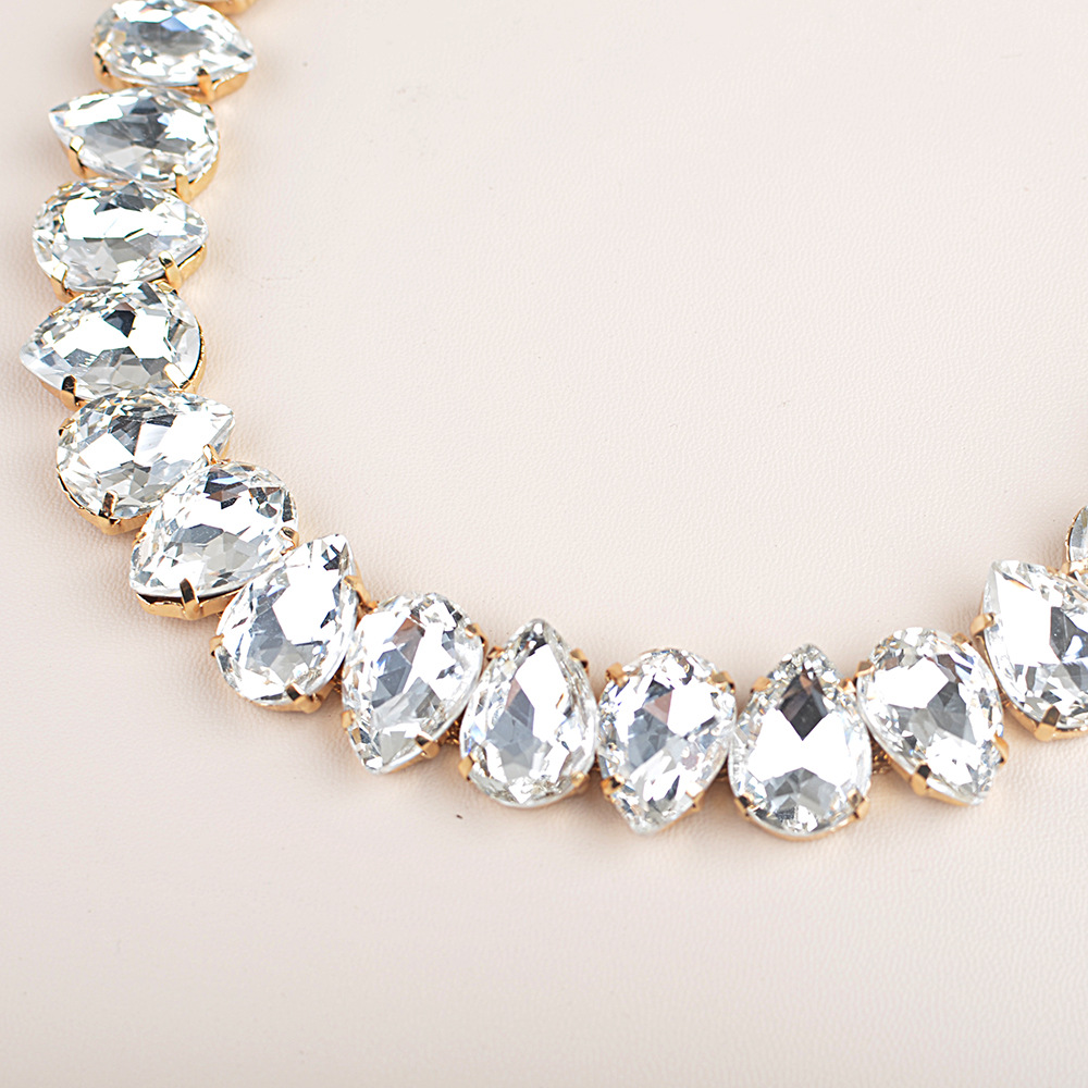 Water Droplets Pattern Women's Gender Cute Sweet Water Droplets Rhinestone Women's Necklace