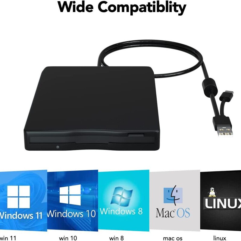 Portable dual interface USB floppy drive 3.5 inch fdd external floppy drive computer 1.44mb flop floppy drive