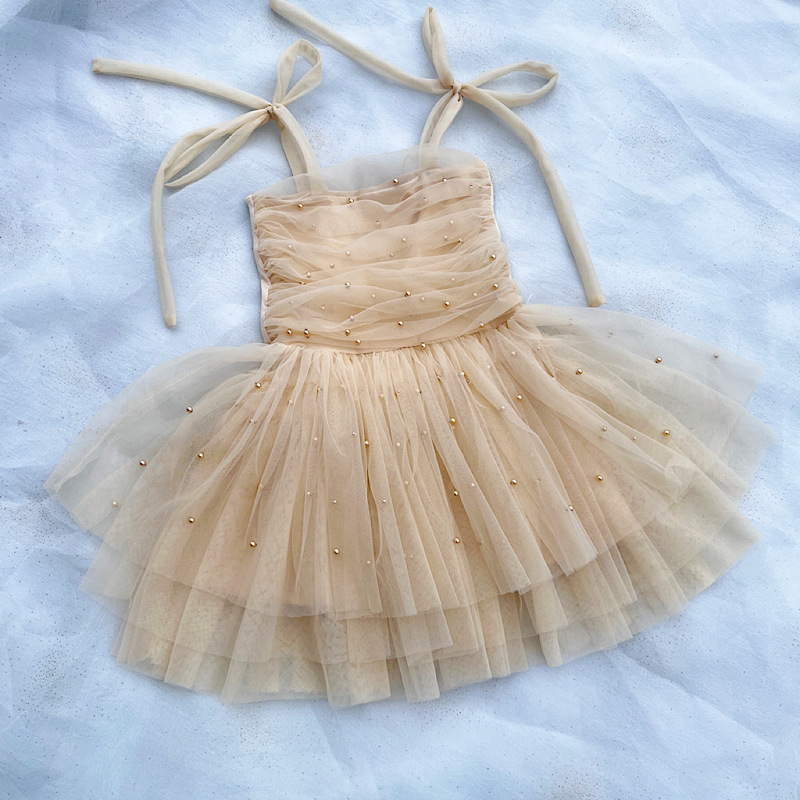 24 Girls Summer New Sling dress Elegant Sling Tutu Skirt Heavy Industry Pearl Gauze Skirt Women's Treasure Dress 24 Girls Summer New Sling dress Elegant Sling Tutu Skirt Heavy Industry Pearl Gauze Skirt Women's Treasure Dress