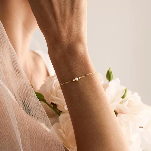 Amazon Simple Freshwater Pearl Inlaid Cubic Zirconia Diamond Bracelet Bridal Wedding Jewelry Bridesmaid Gift