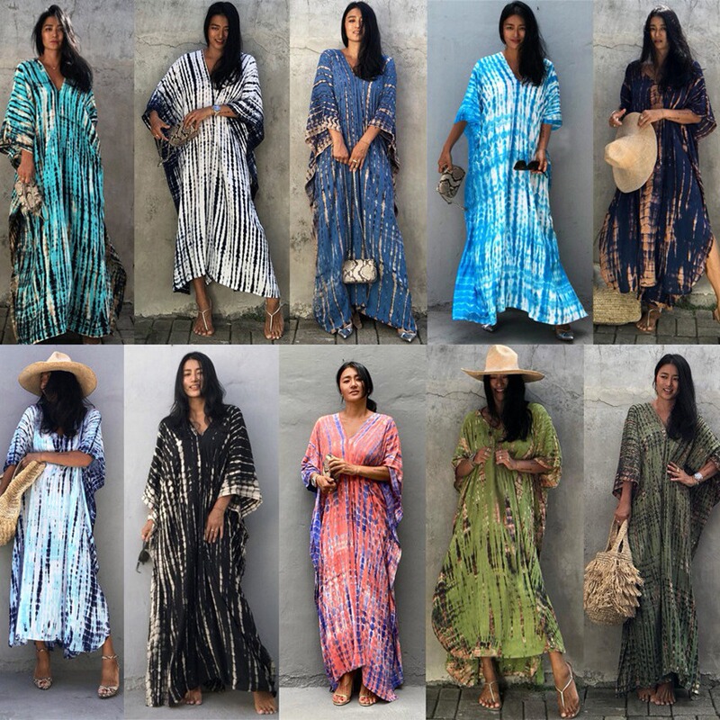 Cross-Border Hot-Selling European and American Rayon Printed Beach Sun Protection Shirt, Vacation Loose Dress, Bikini Cover-Up - 32 Colors Cross-Border Hot-Selling European and American Rayon Printed Beach Sun Protection Shirt, Vacation Loose Dress, Bikini Cover-Up - 32 Colors