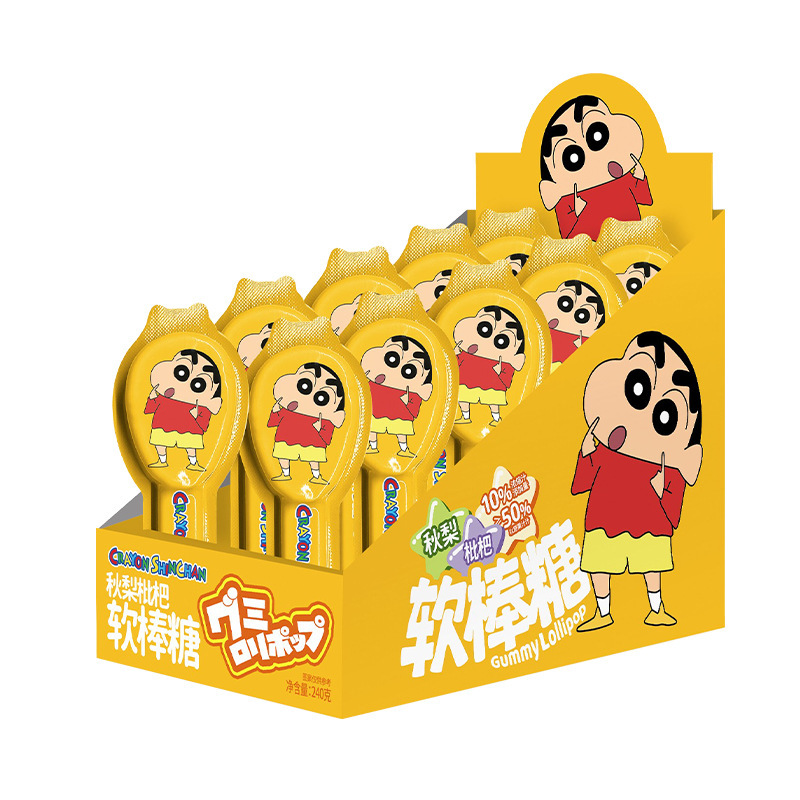 蹦乐乐蜡笔小新联名软棒糖12g水果味秋梨枇杷糖果零食含果汁软糖|undefined