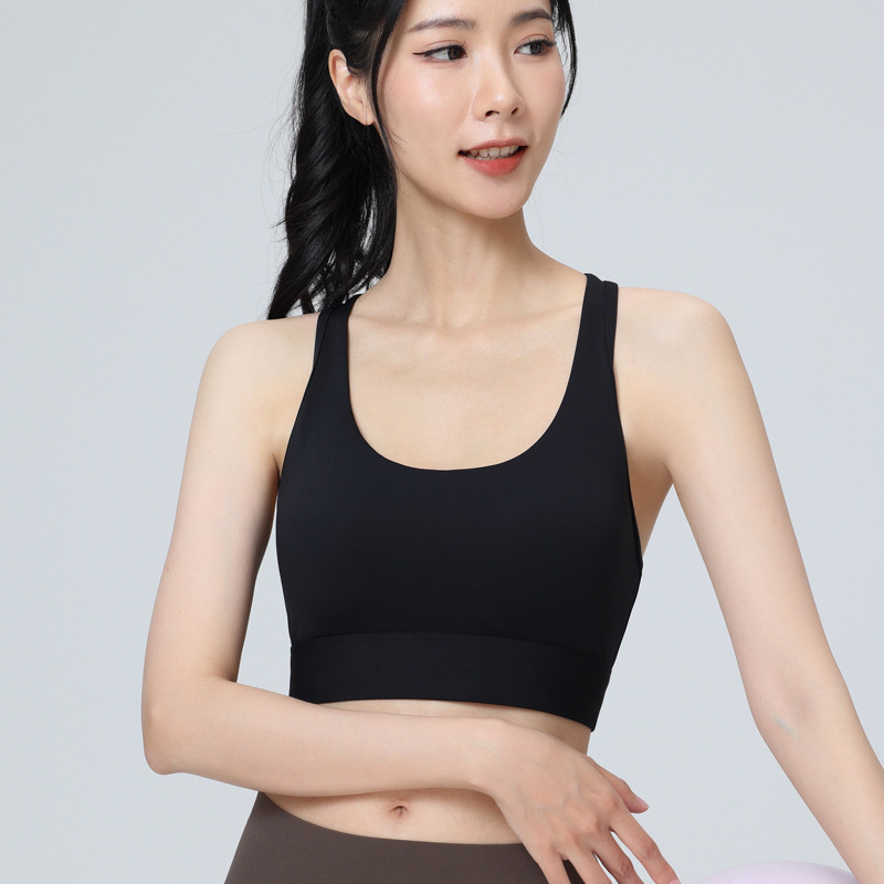Sujetador deportivo con espalda en forma de I, a prueba de golpes y de alta intensidad, para mujer, con almohadillas integradas para los senos, para yoga, correr y fitness.