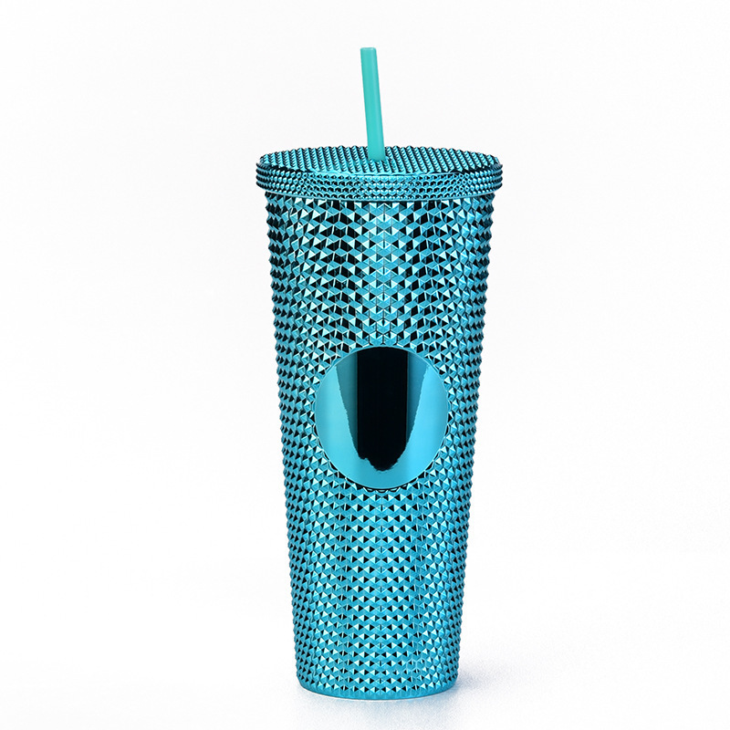 Double-layer plastic water cup wholesale casual cup simple transparent creative high-value durian cup can be customized logo printing