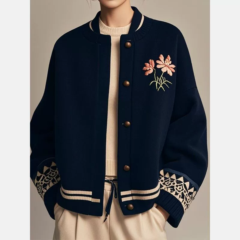 Демисезонная зимняя куртка, китайский стиль, с вышивкой, стиль Chanel