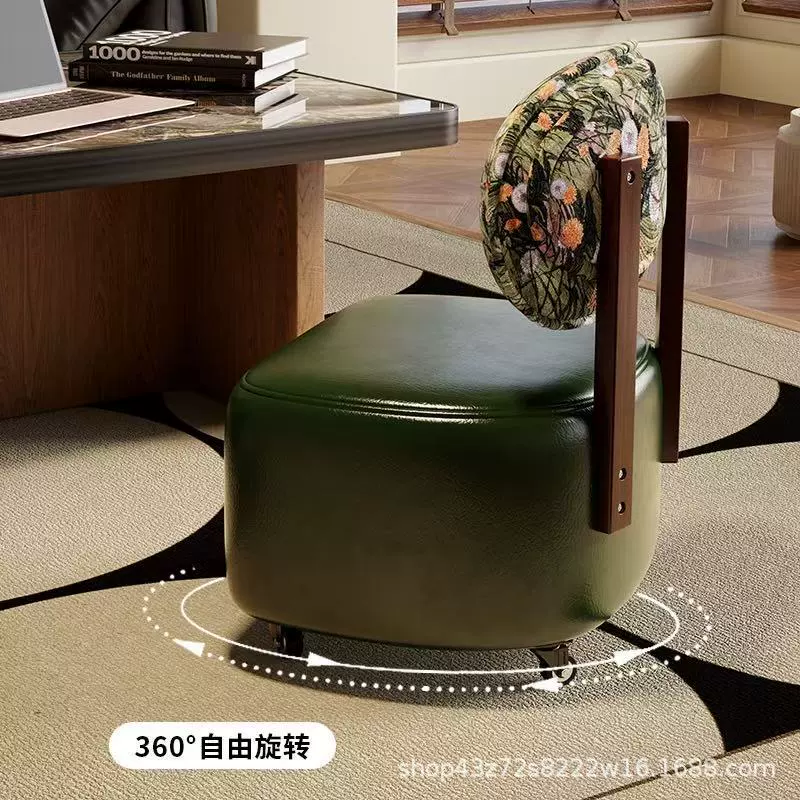 Новый вращающийся табурет из цельного дерева, небольшой диванный табурет, мягкий табурет для смены обуви, современный простой табурет для отдыха, жаккардовый низкий табурет со спинкой