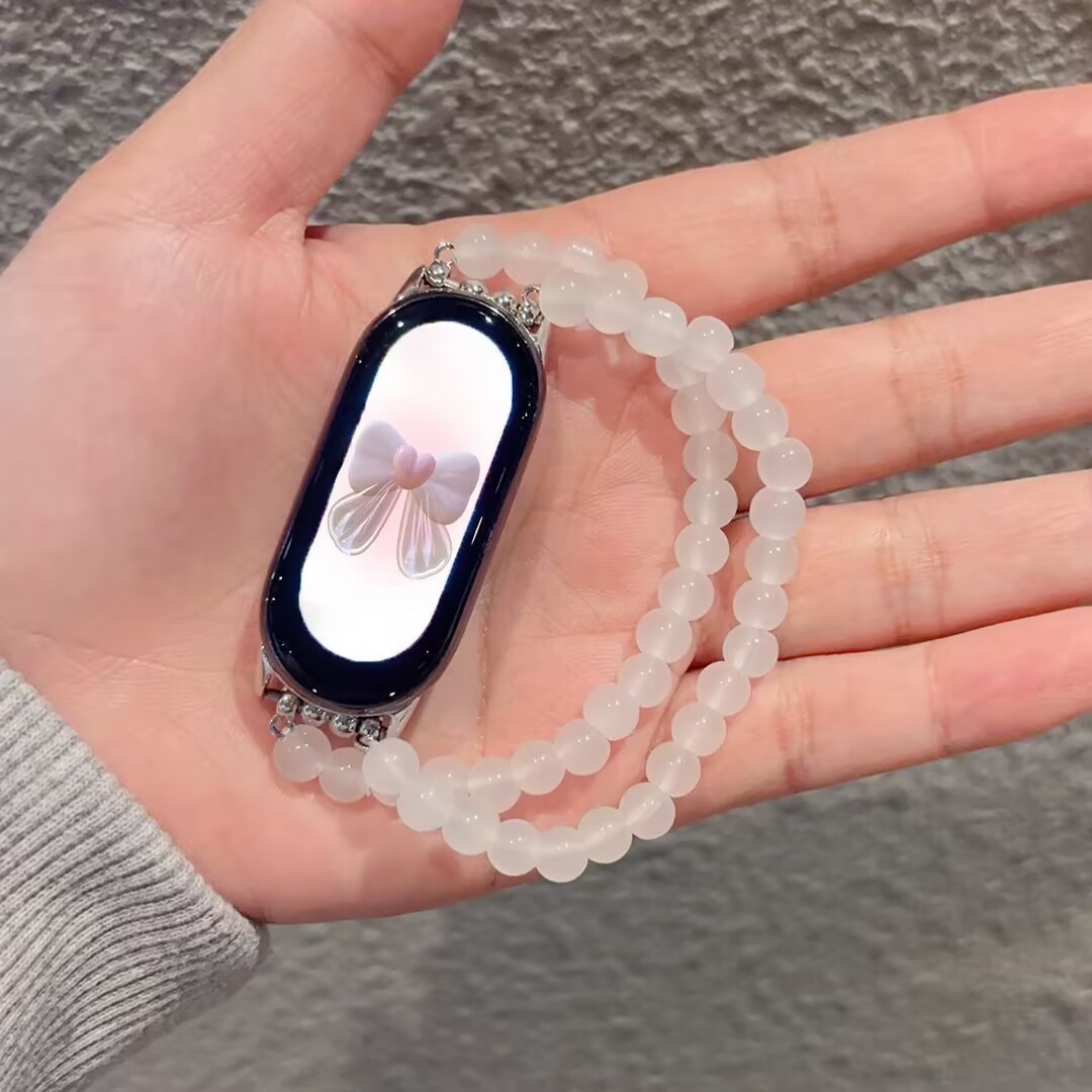 Suitable for Xiaomi 9Pro White Bead Strap 8Pro Beaded Universal 8/9 Xiaomi Huawei 10 Representative with Transparent White