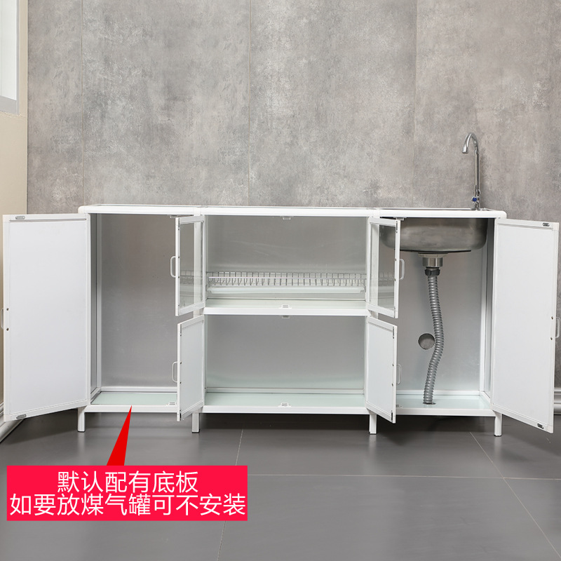 Gabinete de cocina, lavavajillas, fregadero, gabinete de aleación de aluminio de fácil montaje económico, gabinete de alquiler, cocina de acero inoxidable