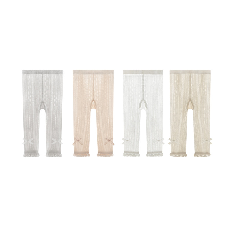 2024 verano nuevas niñas leggings malla fina Bebé Pantalones recortados arco princesa blanco danza Pantalones