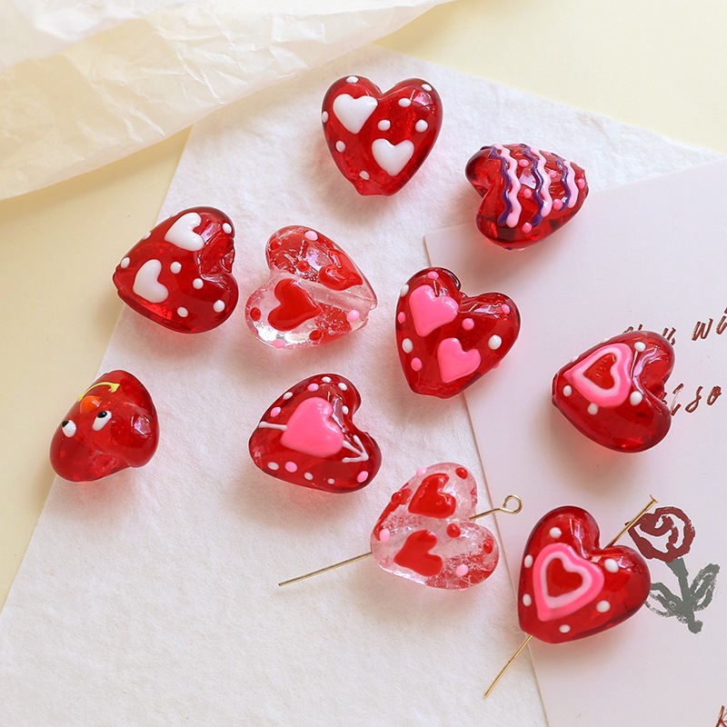 1 Piece 19 * 20mm Glass Heart Shape Beads display picture 3