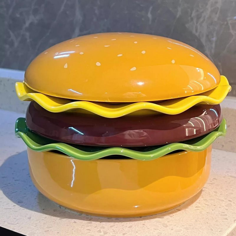 ハンバーガーボウル、プレート、家庭用新作陶器、可愛くてかわいいプレート、高級食器|undefined
