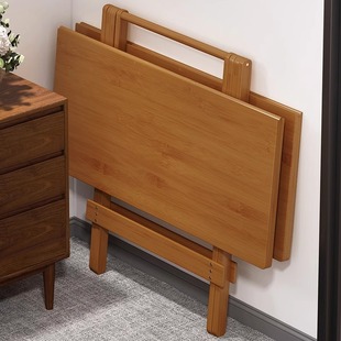 Foldable Table, Square Dining Table, Small Apartment Dining Table, Square Mahjong Outdoor Bamboo Storage, Multi-Functional