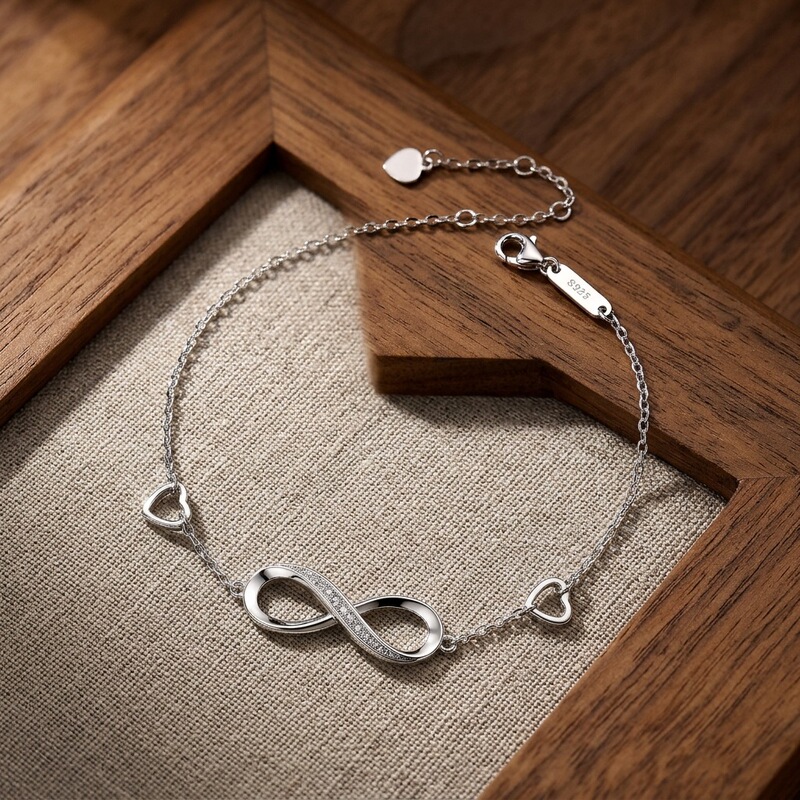 Cross-Border Hot-Selling S925 Sterling Silver Infinity Symbol Love Bracelet for Women, Light Luxury, High-End, Niche Fashion, Simple Hand Jewelry Cross-Border Hot-Selling S925 Sterling Silver Infinity Symbol Love Bracelet for Women, Light Luxury, High-End, Niche Fashion, Simple Hand Jewelry