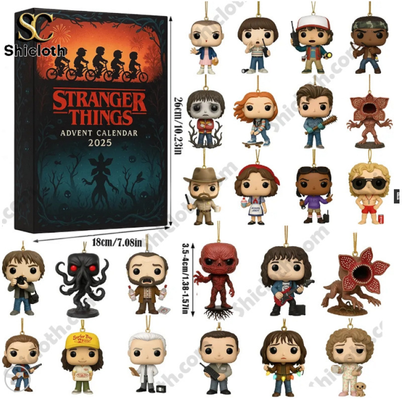 New Product Stranger Things 2025 Advent Countdown 24 Days Blind Box Christmas Tree Decoration Acrylic Pendant