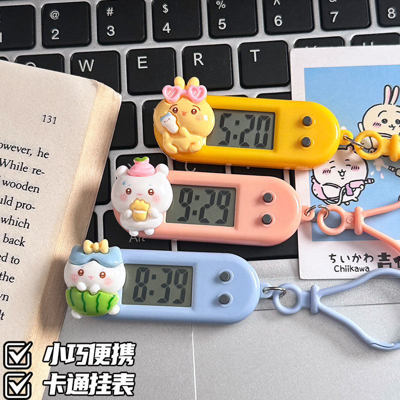 学生考试小挂表卡通简约钥匙扣便携电子表显示时间日期迷你电子钟|undefined