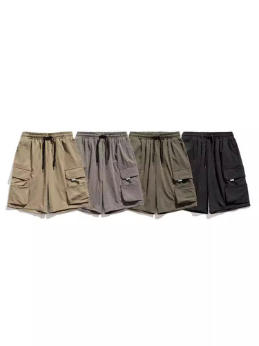 LKTM Men's Summer American Workwear Military Green Shorts for Men with Multiple Pockets, Thin Ice Silk Quick-Dry Five-Finger Mid-Calf Pants