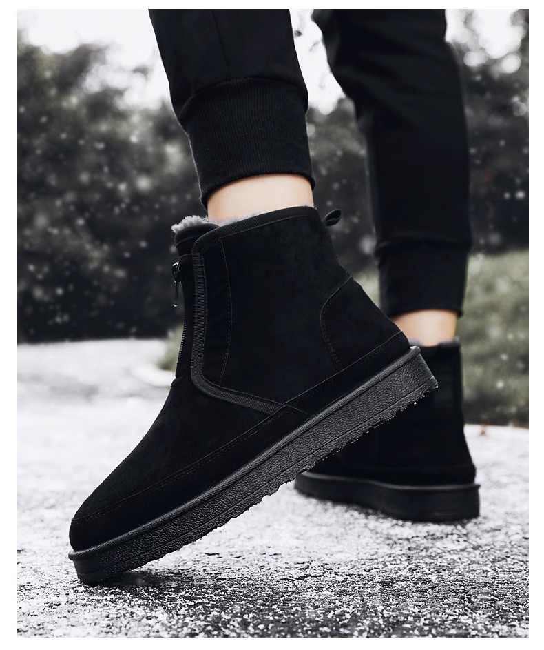 Snow boots for men's winter casual warmth New Classic Men Woman Boots Zipper Snow Boots Chestnut Warm Low Medium Top Boot_voghion.com