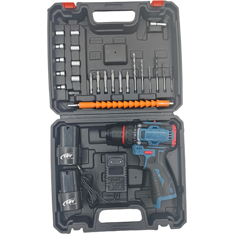 Fuente de fábrica suministro directo de 16.8v pequeño cañón de acero de litio taladro conjunto de accesorios de taladro de impacto linterna taladro de litio conjunto