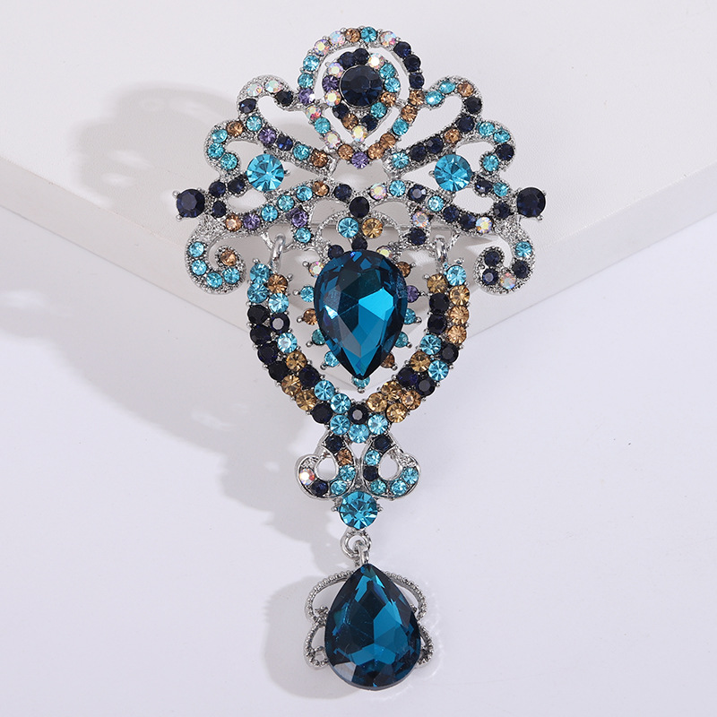 Broche de pingente com strass retrô criativo para comércio exterior transfronteiriço europeu e americano, corsage feminino de alta qualidade._voghion.com